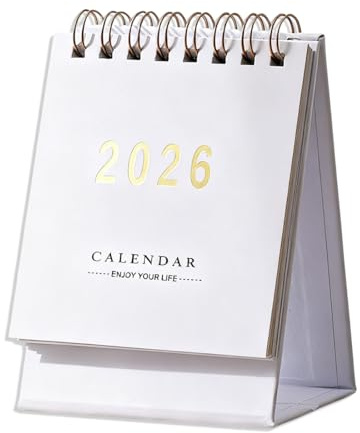 NOPKESV 1 Pièce Mini Calendrier de Bureau, Petit Mensuel avec Autocollants, Planificateur Annuel Académique de Juillet 2025 à Décembre 2026, Familial et Scolaire, pour Maison, Bureau, École