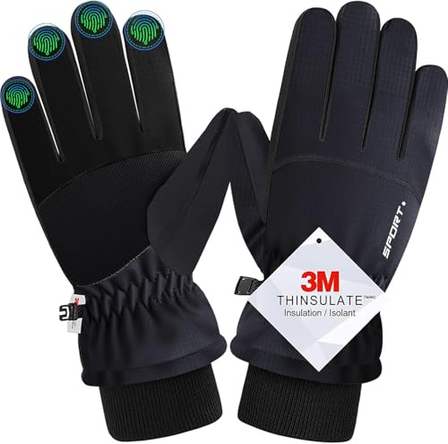 DYGSWIN Winterhandschuhe, wasserdichte Winddicht Touchscreen Handschuhe für Herren und Damen, Warme Skihandschuhe Fahrradhandschuhe für Laufen Wandern Radfahren
