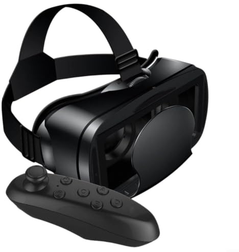 Fauhapyway Casque VR pour téléphones de 5 à 7 pouces, lunettes 3D réglables avec contrôleur, jeux et films immersifs, ABS