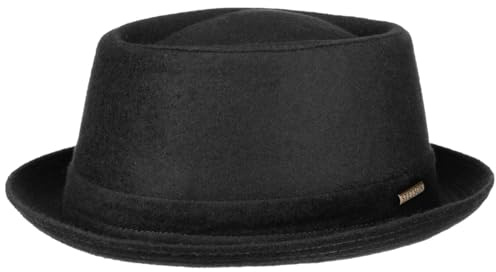 Stetson Wool Pork Pie Hut Herren Damen Made in Italy Fedora mit Schurwolle Baumwollfutter Krempe Herbst Winter