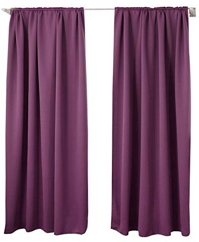 WOLTU Verdunklungsvorhänge mit Kräuselband Blickdicht 135x245cm Violette | 2er Set, 250g/m² schwere Gardinen mit Sichtschutz, Thermovorhang für Wohnzimmer und Schlafzimmer, Länge 245 cm