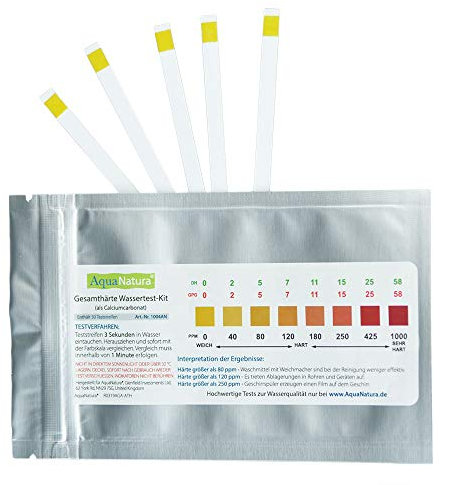 Aquanatura Agua Potable dureza del agua prueba dureza/dureza total (10 Tiras) fiable y rápida ergebniss