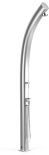 Doccia Calda a energia Solare per Esterno Arkema A540 TL 1300 Jolly Top Line Colore Argento Realizzata in Alluminio con verniciatura a Liquido Miscelatore Acqua con doccetta Mobile