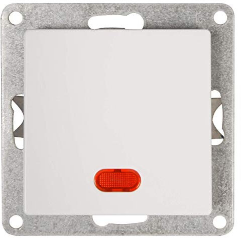 MC POWER Schalter CUP | 250V~/10A, UP, weiß poliert, mit Kontroll-Leuchte | Unterputz Lichtschalter