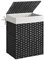 SONGMICS Wäschekorb, Wäschesammler 90 L, Wäschebox aus synthetischem Rattan, mit Deckel und Griffen, geflochten, faltbar, herausnehmbarer Wäschesack, tintenschwarz LCB51BK