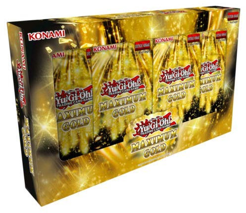 a YuGiOh! Maximum Gold Edition Tuckbox DEUTSCH (4 Booster je 7 Karten) + Arkero-G 100 Small Soft Sleeves