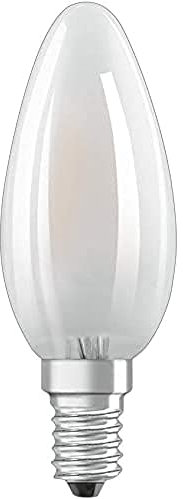 OSRAM Filament LED Lampe mit E14 Sockel, Warmweiss (2700K), Kerzenform, 1.5W, Ersatz für 15W-Glühbirne, matt, LED Retrofit CLASSIC B, Warmweiß