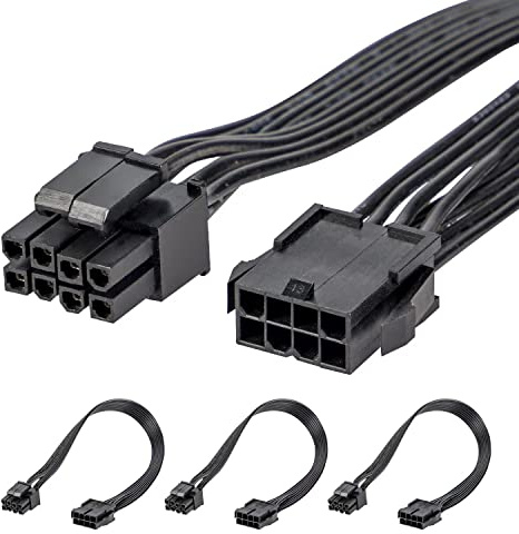 Lot de 3 câbles d'alimentation EPS12V 8 Broches Femelle vers processeur ATX 8 Broches (4+4) EPS 12 V pour Carte mère