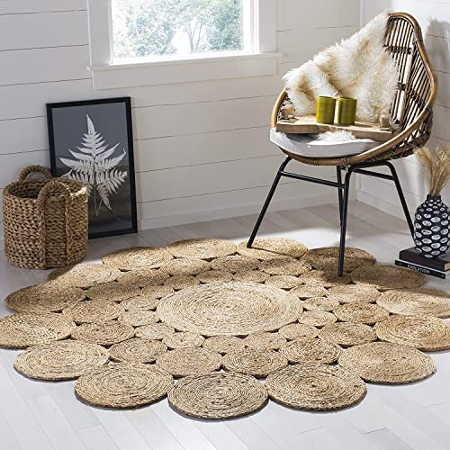 Vipanth Exports Jute Rug Natural Hand Braided Circle Design Round Area Rug for Living Room (Beige, 60 x 60 Cm (2 Feet Round))