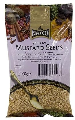 Semillas de Mostaza Amarilla en Grano 100 g Mostaza Blanca Sinapis alba para encurtidos, vinagretas, currys y mostaza casera aroma suave y picor ligero