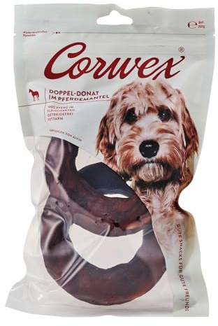 Corwex Doppel-Donut mit Pferd (2er Pack), Hundesnack Kauring Bagel, getreidefrei & fettarm, 100% Pferd im Fleischanteil, ø 12-13 cm, für Sensible Hunde