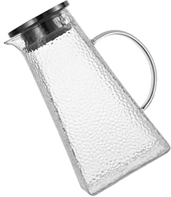 Hoement Jarra de Agua de Vidrio Diseño con Cubierta con Tapa 1.8l Capacidad Grande Adecuado para Bebidas Frías y Uso Doméstico en Cocina
