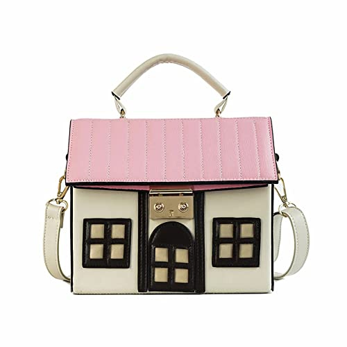 Anopo Damen Hausförmig Einzigartig Neuheit Geldbörse Mini Lustig Seltsam Umhängetasche Schultertasche Handtasche Clutch PU-Leder