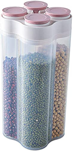 NOVSKI Food Storage Containers 2.5L Cereal Dispenser, for Storage Container for Muesli/Cornflakes/Spaghetti/Grain-Pink
