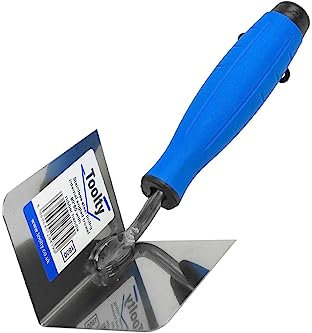 Toolty Stainless Steel Lining Internal Angled Trowel 80 * 60 with Rubber Handle - for Finishing Work in Internal Corners - DIY