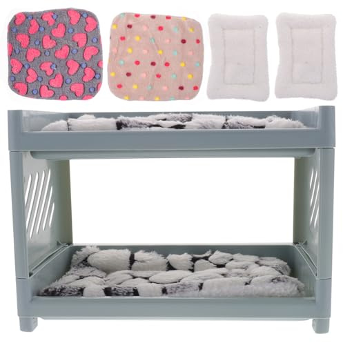 iplusmile Multifunktionales Hamsterbett Mit Abnehmbarer Konstruktion - 2 Etagen Inklusive 2 Kissen Und 2 Decken Ideal Für Meerschweinchen Igel Und Kaninchen - Farben Zufällig