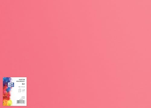 OXFORD Tonzeichenkarton 50 x 70 cm Bastelkarton, DIN B2, Tonkarton B2, Buntes Bastelpapier, für Arten von Handarbeiten, Tonpapier 225 g/m² Bristolkarton 25 Blatt, Rosa 25 Stück