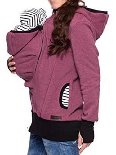 MZYZPPBD Multifonction Veste Porte-Bébé 3 en 1 Maternité Laine Polaire Blouson Kangourou pour Automne Et Hiver Femmes Enceintes Sweat À Capuche Bébé Portant Un Sweat Shirt À Capuche,B,L