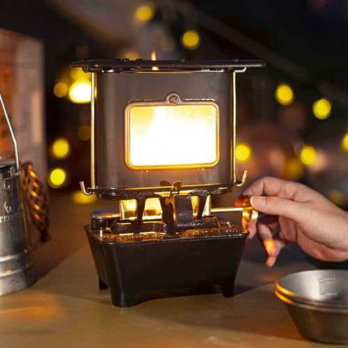 Winnerwell Réchaud de camping en fer avec fenêtres en mica, cuisinière portable au kérosène pour la cuisine et le chauffage en plein air, réchaud non électrique en fonte pour camping, cabine, survie