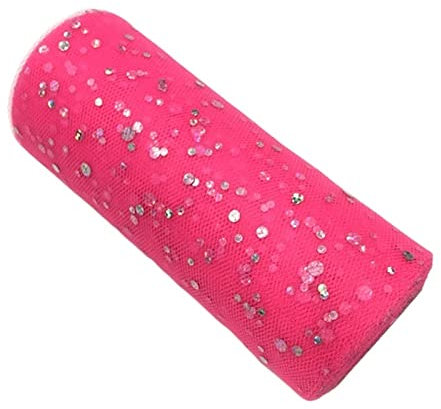 Rolle TüLl,TüLl Pastellfarben 2 Rollen 10 yards 1 5 cm Glitter Pailletten Tüll Rolle Hochzeitsdekoration Gold Silber Weihnachtsdekoration (Color : Dark pink)