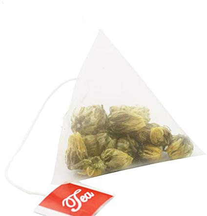 100PCS Pyramid Tea Bag Filter - Nylon, Single String Label, Transparent Empty Unbleached Organic