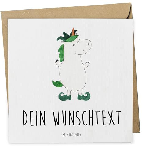 Mr. & Mrs. Panda Personalisierte Deluxe Karte Einhorn Joker - Geschenke, Gaukler, Unicorn, Grußn personalisiert