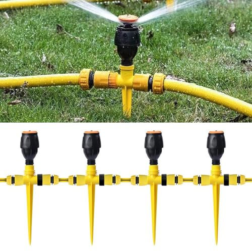 Monsully 4 Pezzi Irrigatore da Giardino Multifunzione, Regolabile a 360 ° Irrigatori da Giardino, Irrigatori a Spruzzo, Sistema di Irrigazione Regolabile per Prato, Piante, Ortaggi e Fiori Pastorale