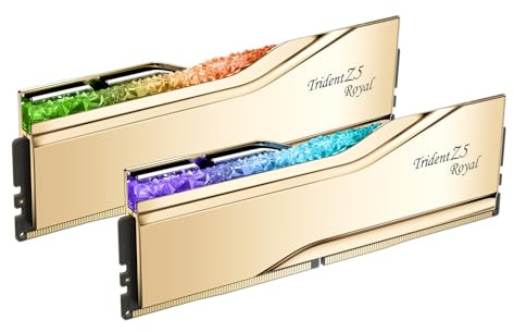 G.SKILL Trident Z5 Royal Series DDR5 RAM (Intel XMP 3.0) 32GB (2x16GB) 6400MT/s CL30-39-39-102 1.40V Memoria U-DIMM - Oro (F5-6400J3039G16GX2-TR5G)