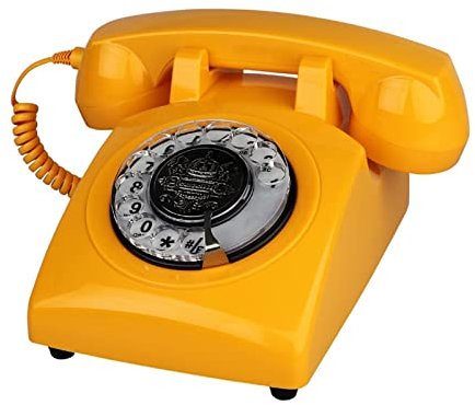 Teléfono fijo retro de diseño rotatorio para el hogar, teléfono antiguo con cable con tecnología clásica de botón pulsador de campana de metal, teléfono antiguo vintage con dial giratorio para oficina