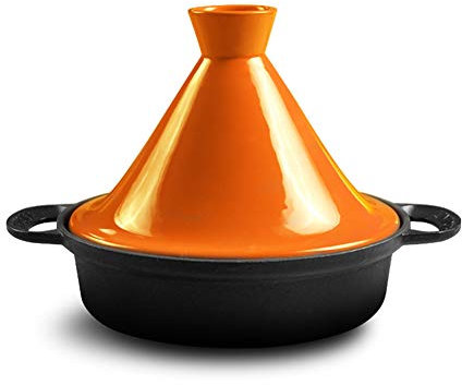 Cast Iron Moroccan Tagine Pot, Moroccan Tagine, 3L Cast Iron Pot, Bright Color Micro Pressure Cooker, Ceramic Pot Lid, Health Cookware Orange