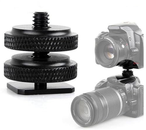 Adaptador de de flash para cámara, doble tornillo 1/4, conector de cámara de acción, convertidor de tornillo de trípode, solución de montaje para monitores de campo, accesorios DSLR y