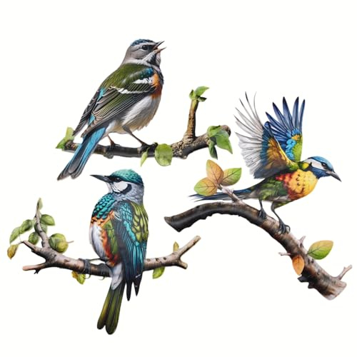 Meduofon 3 Stück Metall-Vogelkunst-Wanddekoration, Kolibri-Dekorationen für den Außenbereich, Wanddekoration, Außenhaus, Terrasse, Garten, Zaun, Veranda, Deck, Wandskulptur, zum Aufhängen für drinnen