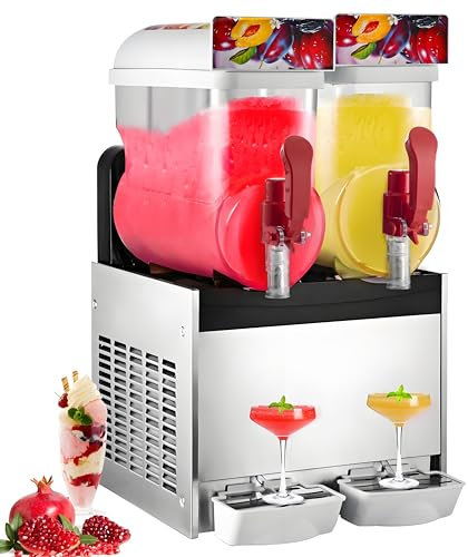 Furvveerr Macchina Commerciale Slushy 2x15L Macchina per Bevande Gelate Macchina Commerciale di Slushy Maker Frozen Drink Machine Smoothie Slushy,Compressore 700W,per Bar,Ristoranti,Snack bar