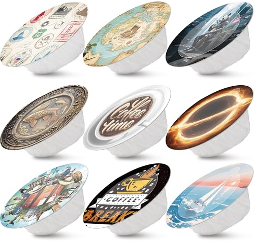 SUNYA Filtros de Café, 36 Unidades Filtros de Papel Ecológicos en Forma de Disco para Café Molido Manual y Cafeteras de Goteo, con Borde Ancho para Tazas de 5-9 cm – 9 Diseños Diferentes​