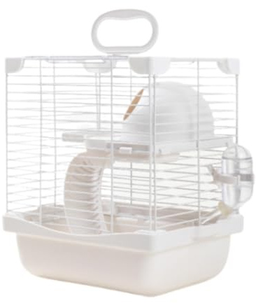 MagiDeal 2 Niveaux en boîtier de Cage de Hamster Portable pour de Souris avec Bouteille d'eau, Bol de Nourriture High Chassis Design Polyvalent, Blanc