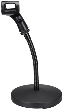 sourcing map Schwanenhals-Tisch-Mikrofonständer, 140 x 270 x 185 mm, verstellbarer Mikrofonhalter, flexibler kabelloser Mikrofon-Clip-Adapter mit beschwerter Basis für Handmikrofone