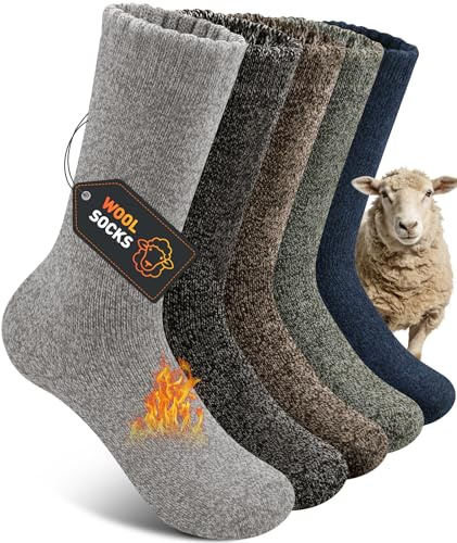 SIMIYA Mens Wool Socks 5 Pairs Winter Thermal Thick Socks