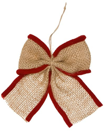 Halbach 100% Jute Schleifen Set, 10 cm x 11 cm, 6 Stück, rot | Große Geschenkschleife bleicht nicht aus und färbt nicht ab, für Indoor und Outdoor als Baumschmuck und Weihnachtsdeko