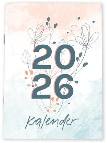 Eine der Guten Terminkalender A6 - Kalender 2026, mini Monatsplaner & Notizbuch, kleiner Softcover Taschenkalender Terminplaner, Weiß Petrol, klimaneutral, FSC Papier