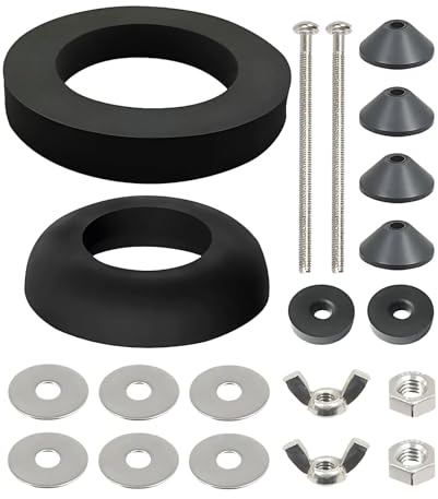 SEESUNO Toilet Cistern Seal Kit, M6 Bolt Through 1.5 Inch Rubber Dome 2 Inch Foam Washer Set for Repairing Toilet Tanks