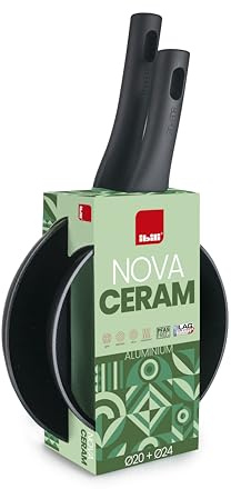 IBILI - Set 2 Sartenes Nova Ceram 20+24 Cm, Aluminio forjado, Antiadherente libre de PFAS, apto para induccion