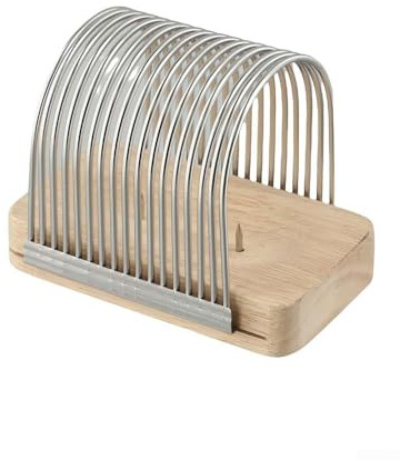 Affettatrice per pane, 1 guida regolabile per fette uniformi ogni volta, base stabile e facile da pulire, affettatrice per pane per panetterie, brunch e pagnotte (argento)