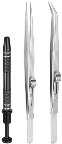QUARKZMAN 3 Pz Pinze Diamante Portautensili Set Strumenti Argento/Nero