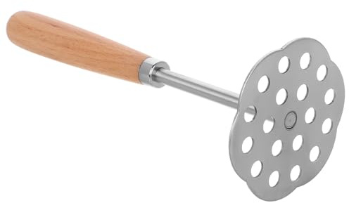 WATIIFUFU Presse-purée Multifonction en Acier Inoxydable avec Manche en Bois, Ustensile la Cuisine pour Écraser Pommes de Terre, Avocats et Ail, Outil Bébé Sécurisé en Matériau Alimentaire,