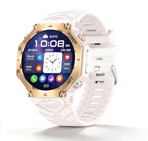 LICAEVEY Orologio Sportivo Intelligente, Orologio GPS da Esterno, Fitness Tracker Impermeabile Fino a 30M con Torcia Incorporata e Durata della Batteria di 100 Giorni, da Esterno (PINK)