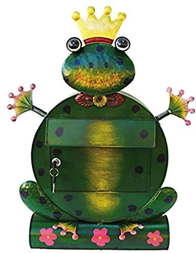 Briefkasten aus Metall mit Zeitungsrolle, Frosch