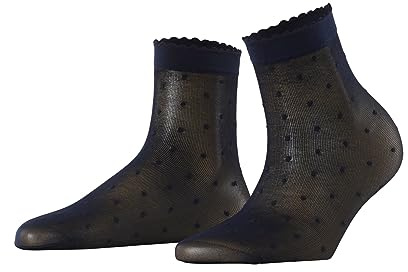 FALKE Dot 15 DEN W So trasparenti velati fantasia 1 paio, Calzini Donna, Blu Marine 6179, 39-42