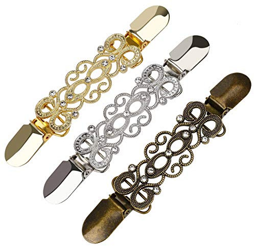 Pullover, Clips, Legierung, Sweater, Shawl, Clip, Vintage, exquisit und elegant, Pullover, Clip, Cardigan, Buckle, Damen, Schal, Clips, Kristall, Strass, Kleid, Clip, 3-teilig, Legierung, ohne Stein