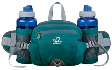 WATERFLY Bauchtasche Gürteltasche mit Flaschenhalter für Wandern Reise | Damen Herren, Hüfttasche, Atmungsaktiv, Sport,Radfahren, Camping, Klettern, Hundetraining