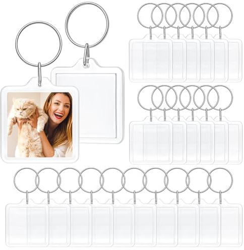 PH PandaHall Porte-clés Photo Transparent en Acrylique 33x33mm Carré Personnalisé avec Cadres pour Bricolage